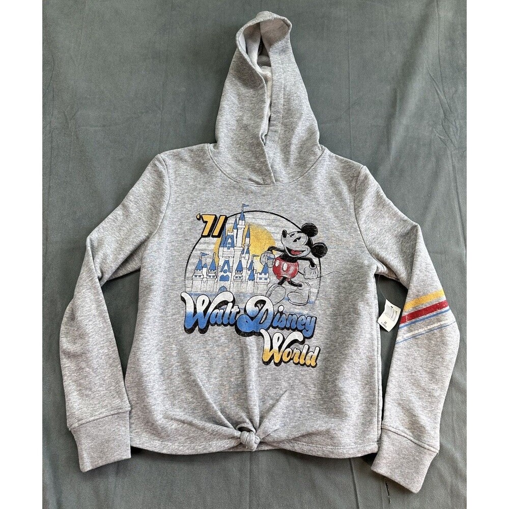 Walt Disney World 1971 Castle Women's XS Pullover Hoodie Gray Mickey NEW